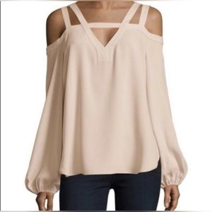 NWT BCBGMaxAzria Tina Cut-Out Off-the-Shoulder Top Bare Pink
